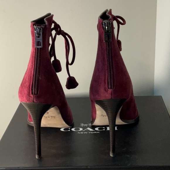 EUC Coach “Lena Lux” Peep Toe Suede Booties - Size 8 - Picture 4 of 14